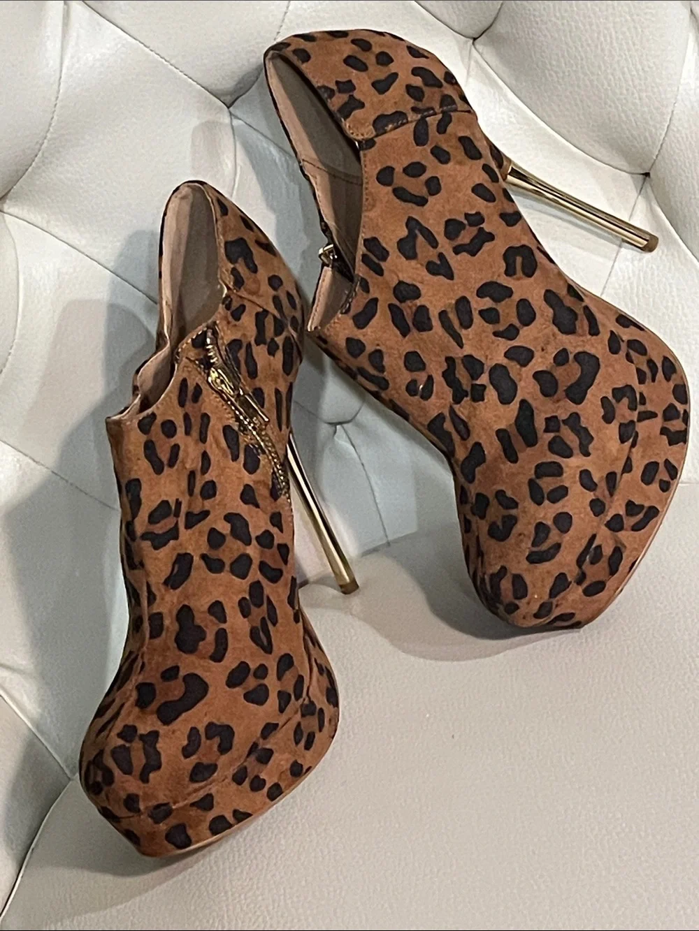 Forever 21 Leopard Platform Stiletto Booties - Brown & Black